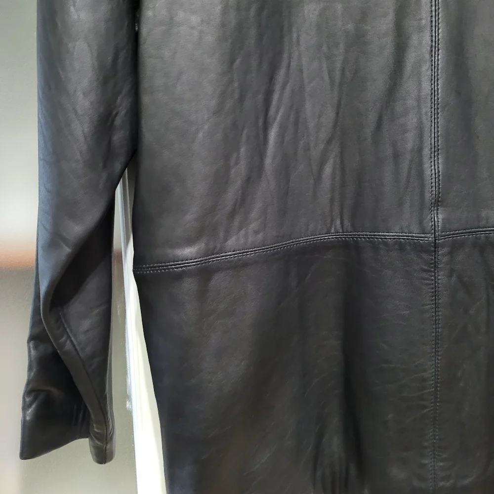 Vintage Leather Black Women's 1980's Jacket Blazer Retro shoulder pads - Picture 11 of 16